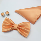FIERY PEACH TEXTURED BOW TIE SET